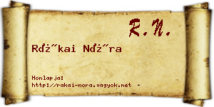 Rákai Nóra névjegykártya